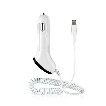 Adaptador del cargador del coche del Usb de Iphone blanco del ABS + de la PC, adaptador portátil del coche del Usb de Smartphone
